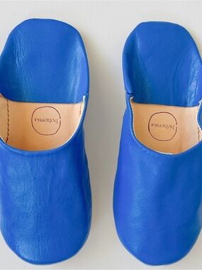Bohemia Leather Slipper Slides Cobalt Blue